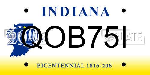 QOB75I Indiana License Plate