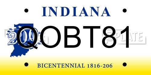 QOBT81 Indiana License Plate