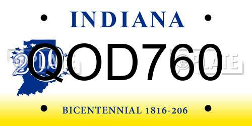 QOD760 Indiana License Plate