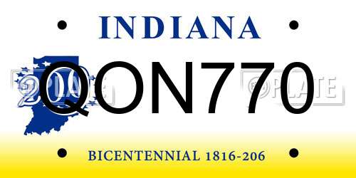 QON770 Indiana License Plate