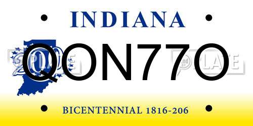 QON77O Indiana License Plate