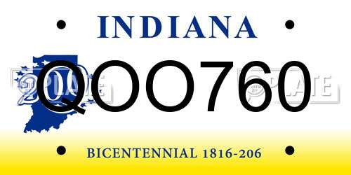 QOO760 Indiana License Plate
