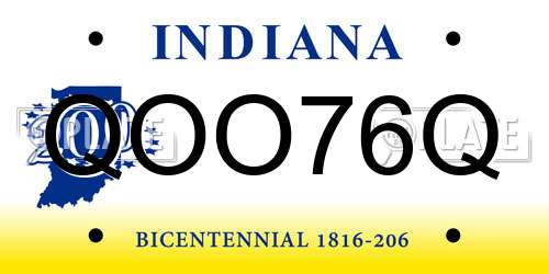 QOO76Q Indiana License Plate