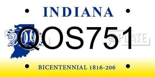 QOS751 Indiana License Plate