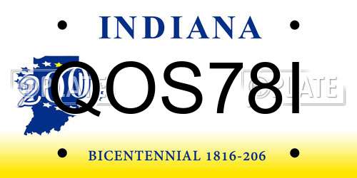 QOS78I Indiana License Plate