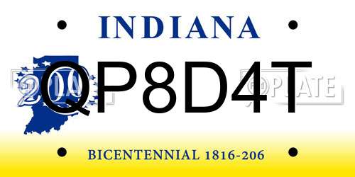 QP8D4T Indiana License Plate