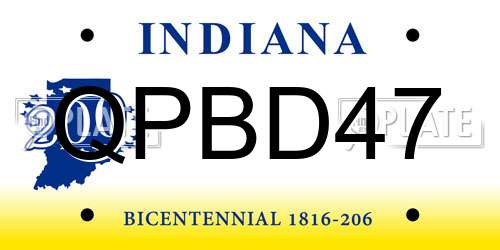 QPBD47 Indiana License Plate