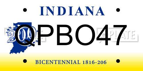 QPBO47 Indiana License Plate