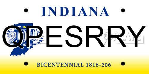 QPESRRY Indiana License Plate