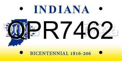 QPR7462 Indiana License Plate