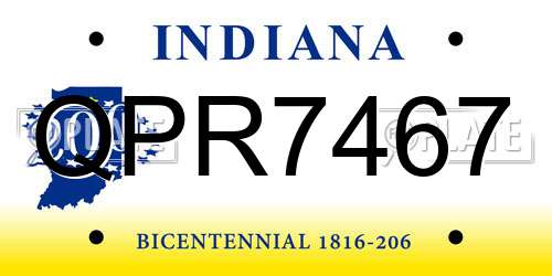 QPR7467 Indiana License Plate