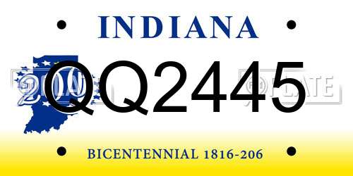 QQ2445 Indiana License Plate