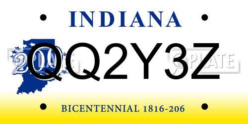 QQ2Y3Z Indiana License Plate