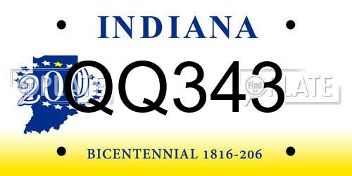QQ343 Indiana License Plate