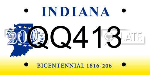 QQ413 Indiana License Plate