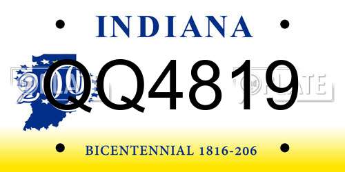 QQ4819 Indiana License Plate