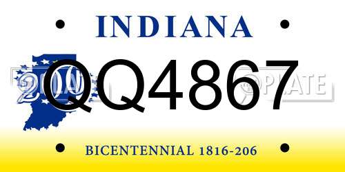 QQ4867 Indiana License Plate