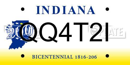 QQ4T2I Indiana License Plate