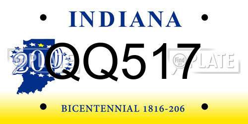 QQ517 Indiana License Plate