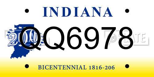 QQ6978 Indiana License Plate