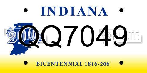 QQ7049 Indiana License Plate