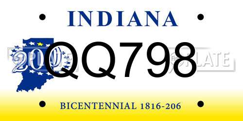 QQ798 Indiana License Plate
