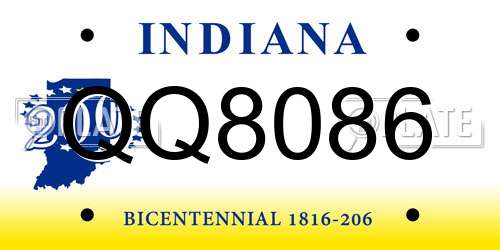QQ8086 Indiana License Plate