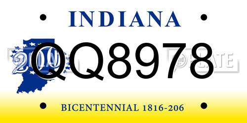 QQ8978 Indiana License Plate