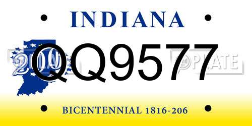 QQ9577 Indiana License Plate