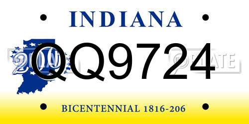 QQ9724 Indiana License Plate