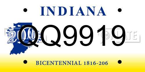 QQ9919 Indiana License Plate