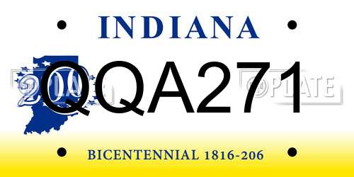 QQA271 Indiana License Plate