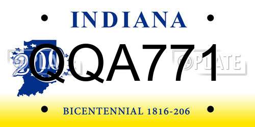 QQA771 Indiana License Plate