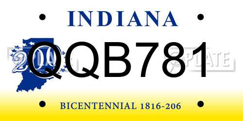 QQB781 Indiana License Plate