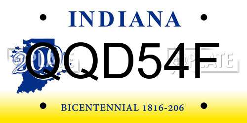 QQD54F Indiana License Plate