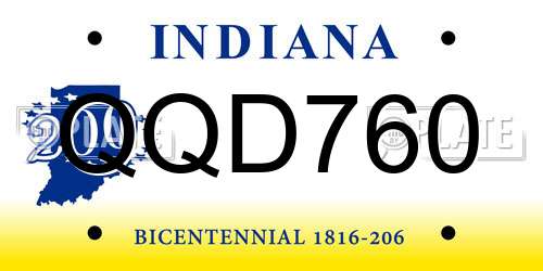 QQD760 Indiana License Plate