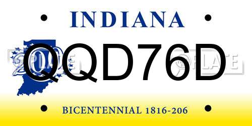 QQD76D Indiana License Plate