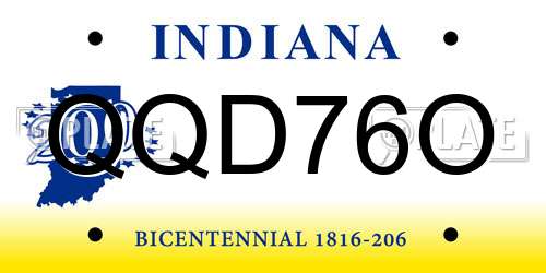 QQD76O Indiana License Plate