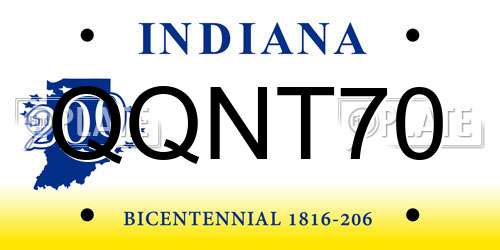 QQNT70 Indiana License Plate