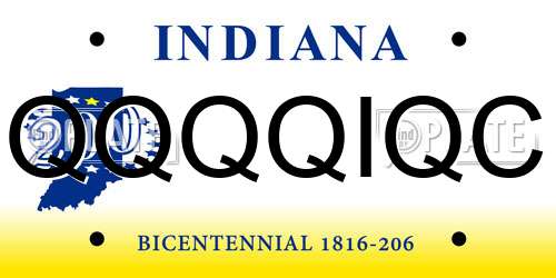 QQQQIQC Indiana License Plate