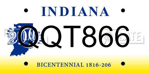 QQT866 Indiana License Plate