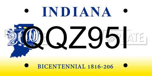 QQZ95I Indiana License Plate