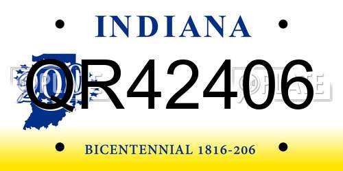 QR42406 Indiana License Plate