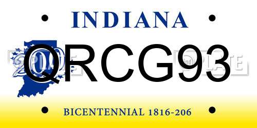 QRCG93 Indiana License Plate