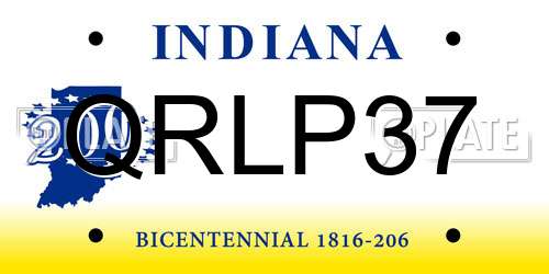 QRLP37 Indiana License Plate