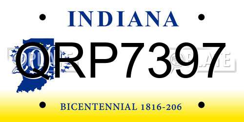 QRP7397 Indiana License Plate