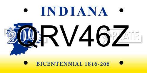 QRV46Z Indiana License Plate