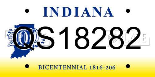 QS18282 Indiana License Plate