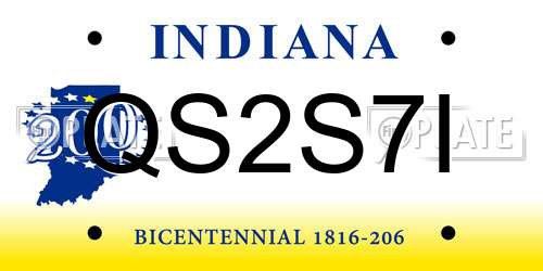 QS2S7I Indiana License Plate