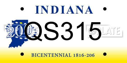 QS315 Indiana License Plate